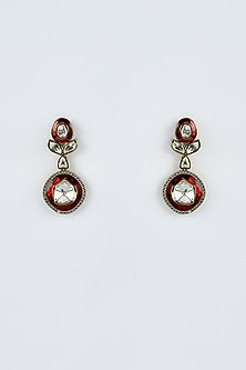 Gold Finish Kundan Polki & Red Stone Long Necklace Set