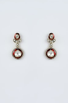 Gold Finish Kundan Polki & Red Stone Long Necklace Set