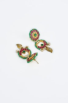 Gold Finish Kundan Polki & Multi-Colored Long Necklace Set