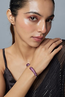 White Finish Purple Zircon Bangle