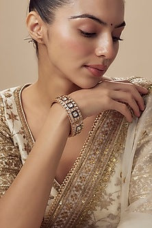 Gold Finish Kundan Polki Kada