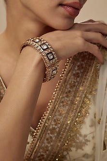 Gold Finish Kundan Polki Kada