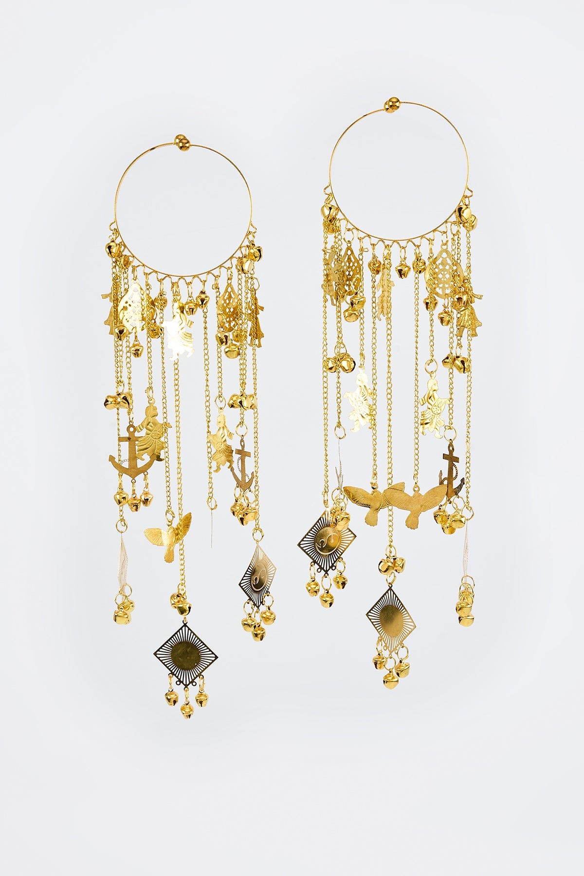 Gold Finish Kundan Polki & Pearl Strand Kaleeras (Set Of 2)