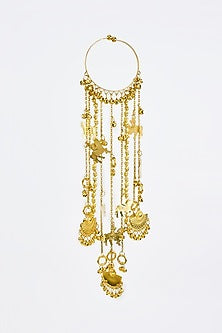 Gold Finish Kundan Polki & Charms Hanging Kaleeras (Set Of 2)