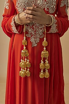 Gold Finish Pearl Kaleera (Set Of 2)