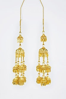 Gold Finish Pearl Kaleera (Set Of 2)