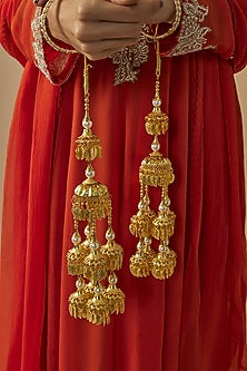 Gold Finish Pearl Kaleera (Set Of 2)
