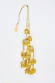 Gold Finish Pearl Kaleera (Set Of 2)