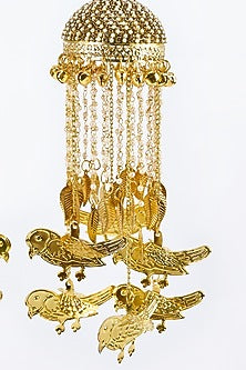 Gold Finish Kundan Polki & Pearl Strand Tying Kaleeras (Set Of 2)