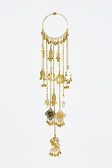 Gold Finish Kundan Polki & Pearl Strand Tying Kaleeras (Set Of 2)