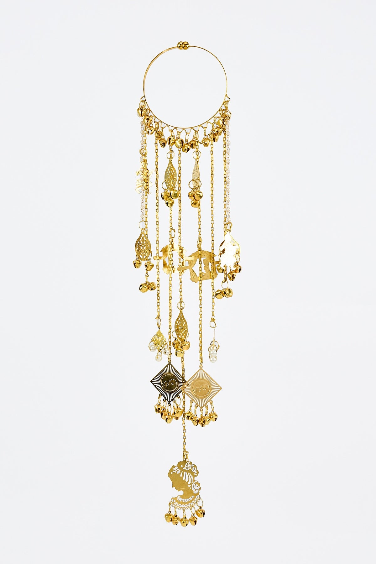 Gold Finish Kundan Polki & Pearl Strand Tying Kaleeras (Set Of 2)