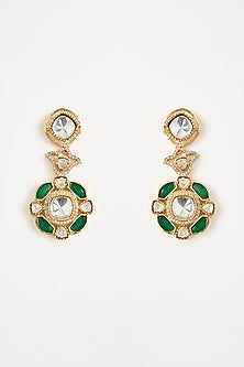 Gold Finish Kundan Polki & Floral Motif Necklace Set