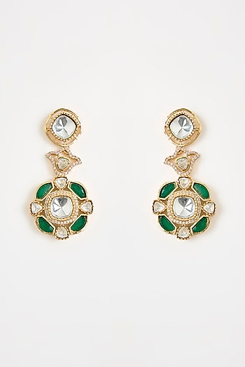 Gold Finish Kundan Polki & Floral Motif Necklace Set