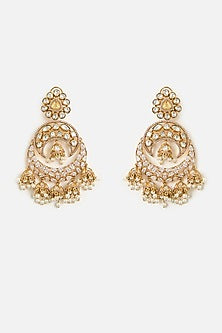 Gold Finish Pearl Drop Jhumka Earrings