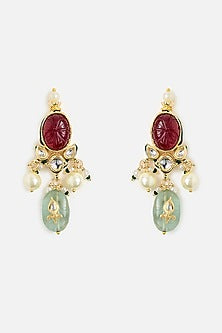 Gold Finish Multi-Colored Gemstone Choker Necklace Set