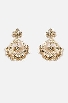 Gold Finish Pearl Chandbali Earrings