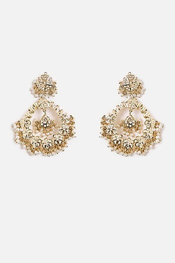 Gold Finish Pearl Chandbali Earrings