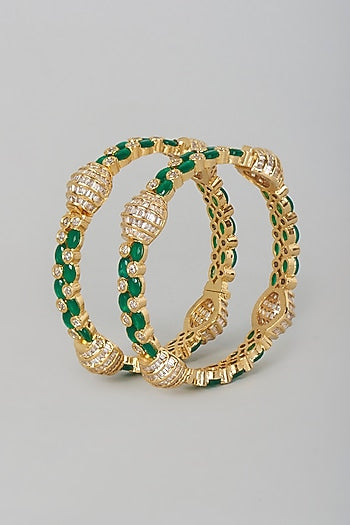 Two Tone Finish Green Onyx Bangles (Set of 2)