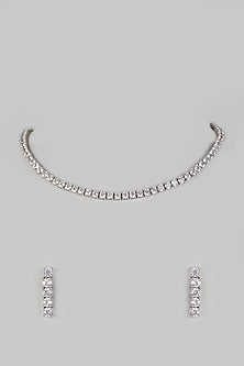 White Finish Zircons Necklace Set