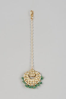 Gold Finish Kundan Polki Maangtikka