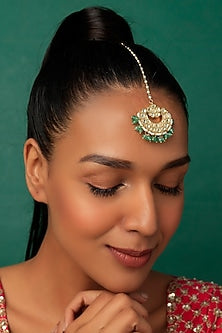 Gold Finish Kundan Polki Maangtikka