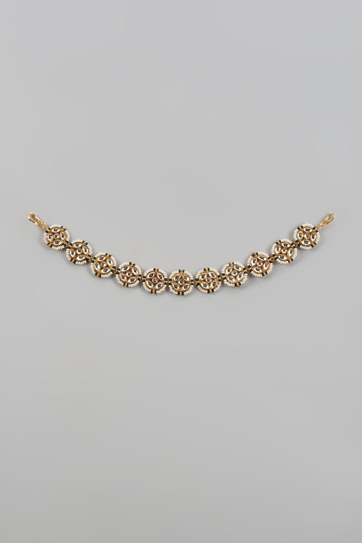 Gold Finish Kundan Polki Headpiece