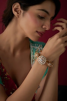 Gold Finish Kundan Polki Kada