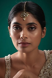 Gold Finish Kundan Polki Maangtikka
