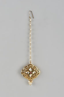 Gold Finish Kundan Polki Maangtikka