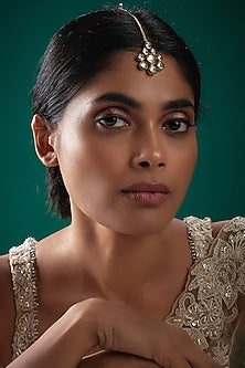 Gold Finish Kundan Polki Maangtikka