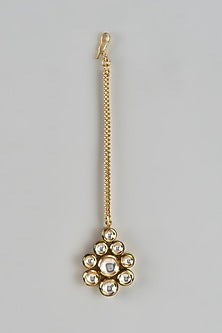Gold Finish Kundan Polki Maangtikka
