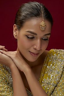 Gold Finish Kundan Polki Maangtikka