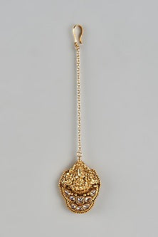 Gold Finish Kundan Polki Maangtikka