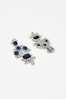 White Rhodium Finish Zircon Dangler Earrings