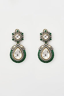 White Rhodium Finish Zircon Drop Earrings