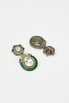 White Rhodium Finish Zircon Drop Earrings