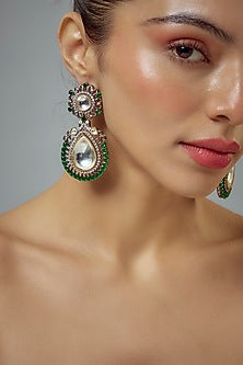 White Rhodium Finish Zircon Drop Earrings