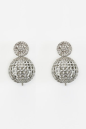 White Rhodium Finish Zircon Dangler Earrings