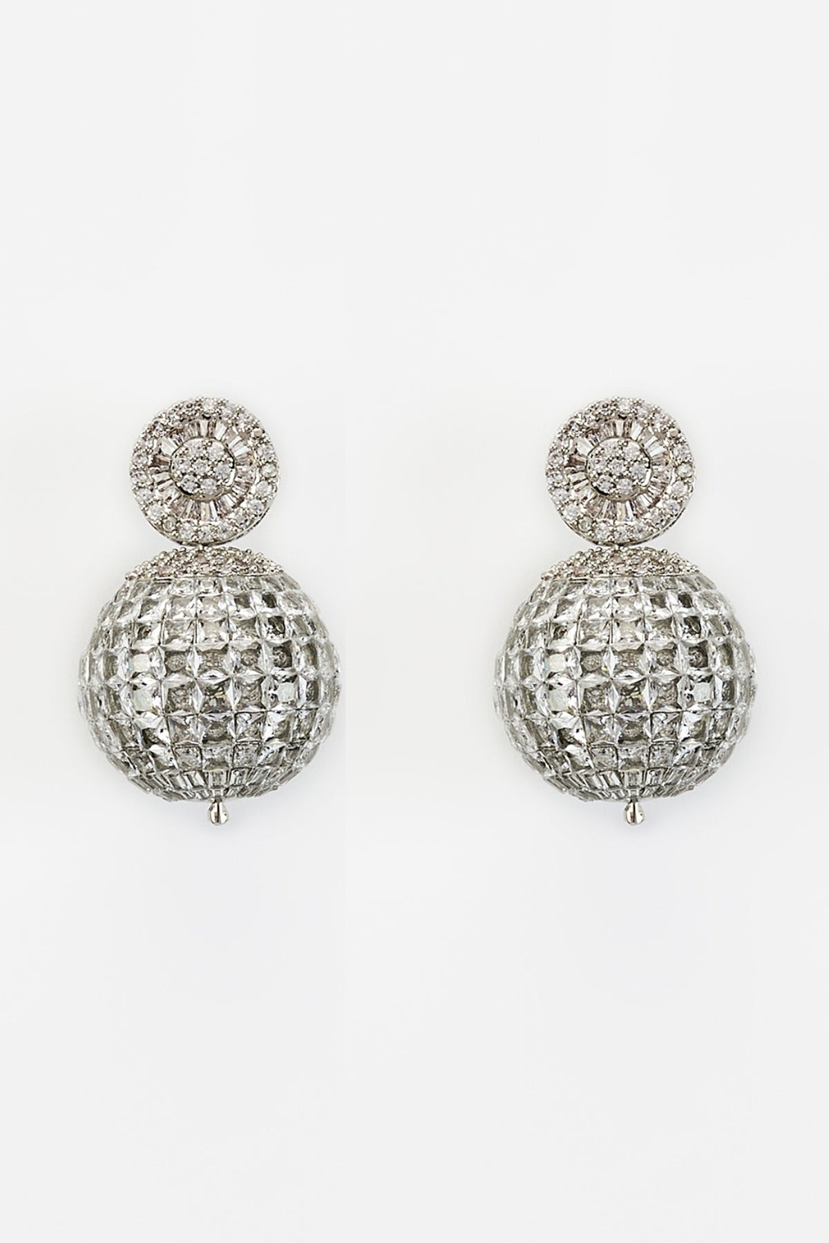 White Rhodium Finish Zircon Dangler Earrings