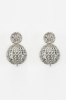 White Rhodium Finish Zircon Dangler Earrings