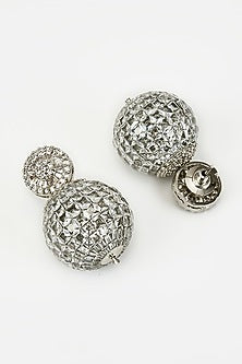 White Rhodium Finish Zircon Dangler Earrings