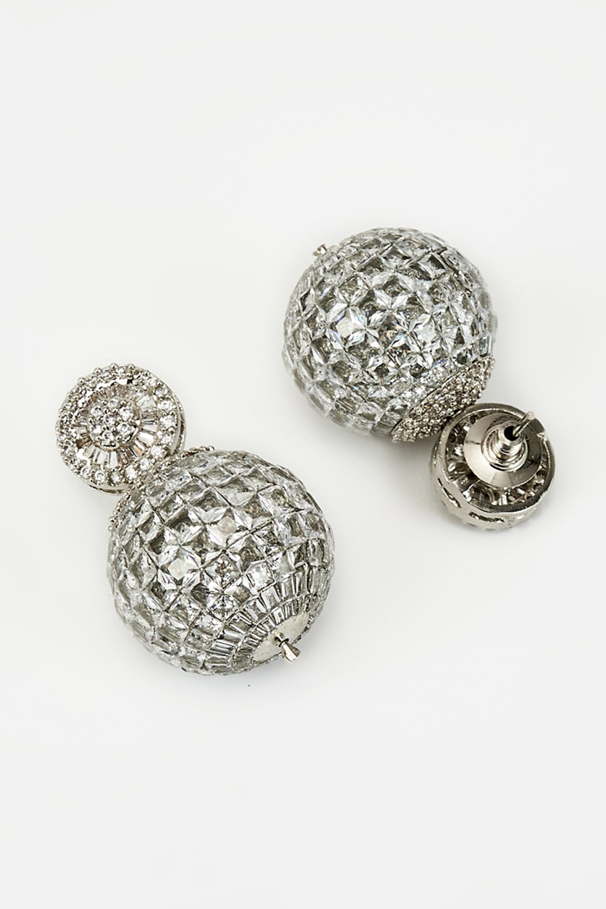 White Rhodium Finish Zircon Dangler Earrings