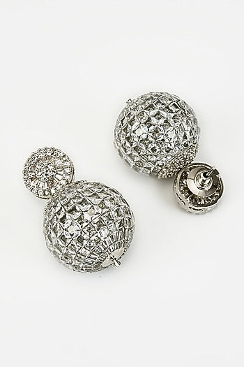 White Rhodium Finish Zircon Dangler Earrings