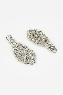 White Rhodium Finish Zircon Dangler Earrings