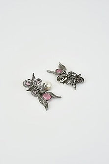 White Rhodium Finish Zircon Dangler Earrings