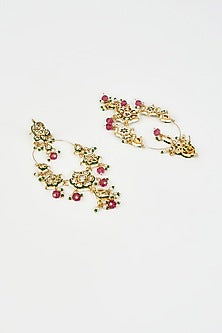 Gold Finish Kundan Polki & Pearl Dangler Earrings