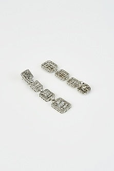 White Rhodium Finish Zircon Dangler Earrings