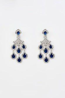 White Rhodium Finish Zircon Dangler Earrings