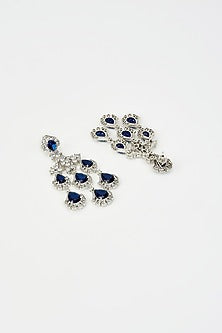 White Rhodium Finish Zircon Dangler Earrings