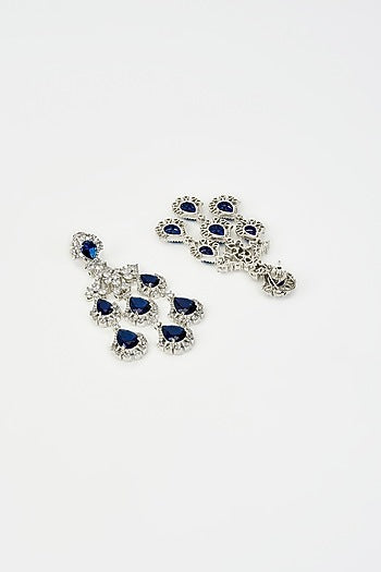 White Rhodium Finish Zircon Dangler Earrings
